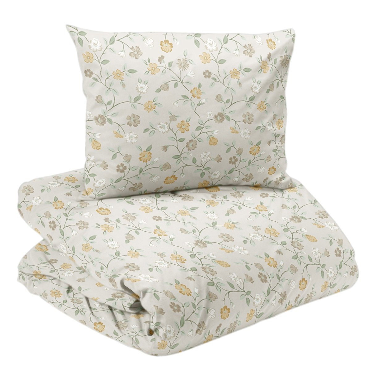 Lotta Beige Blommor Bäddset Enkeltäcke 150x210 Redlunds
