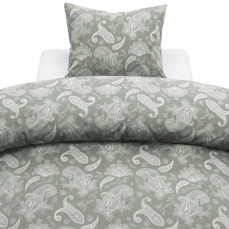 Tilly Grön Paisley Bäddset Enkeltäcke 150x210 Borganäs of Sweden