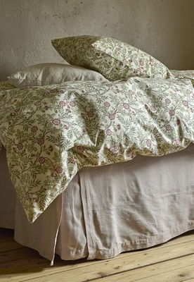 Vera Grön Blommigt Bäddset Enkeltäcke 150x210 Borganäs of Sweden