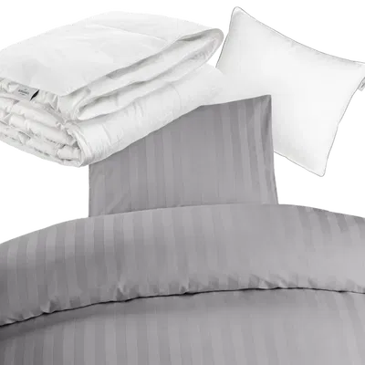 Hotellpaket Grå Standard - Täcke, kudde och bäddset