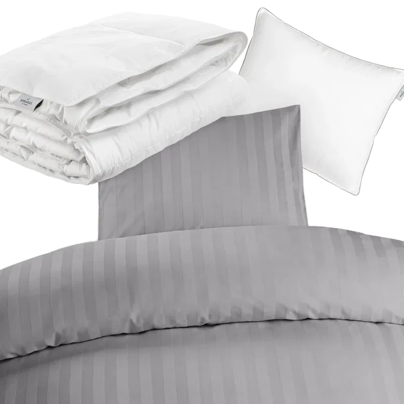 Hotellpaket Grå Standard - Täcke, kudde och bäddset