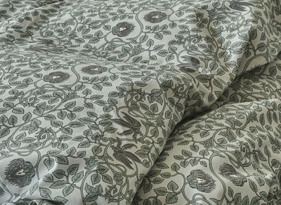 Botanique Grön Blommigt Bäddset Enkeltäcke 150x210 Borganäs of Sweden