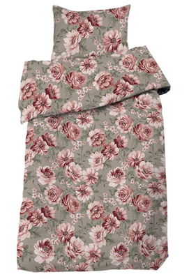 Dagmar Satin Linne/Rosa Blommigt Bäddset Enkeltäcke 150x210 Redlunds