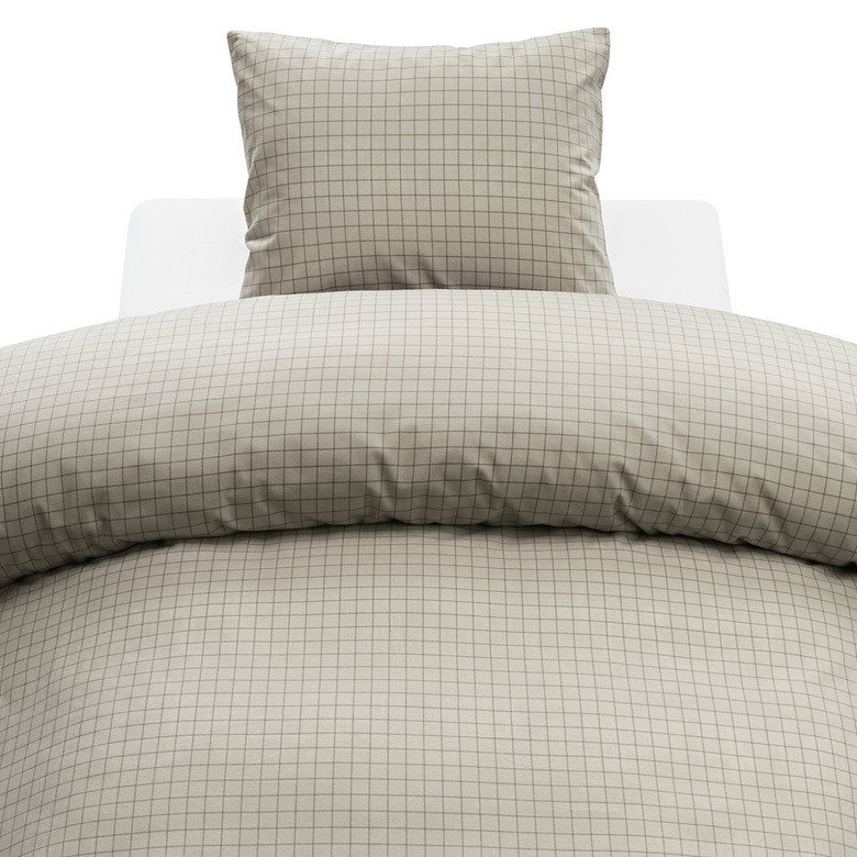 Birger Greige Flanell Rutigt Bäddset Enkeltäcke 150x210 Borganäs of Sweden