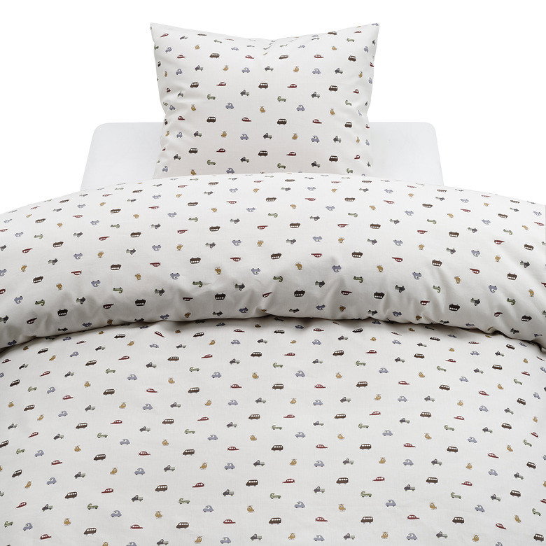 John Beige Bilar Barn Bäddset Enkeltäcke 150x210 Borganäs of Sweden