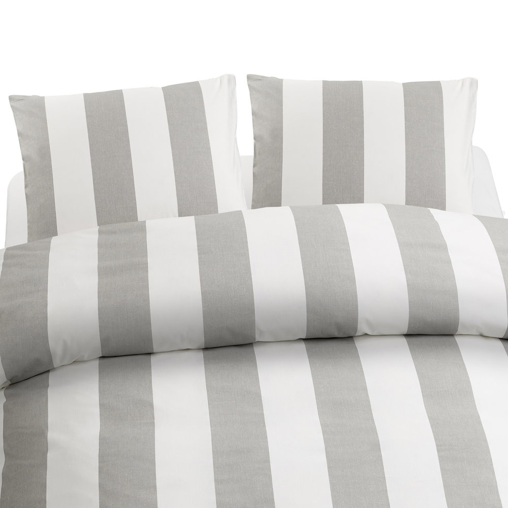 Block Stripe Grå Randigt Bäddset Dubbeltäcke 220x210 Borganäs of Sweden