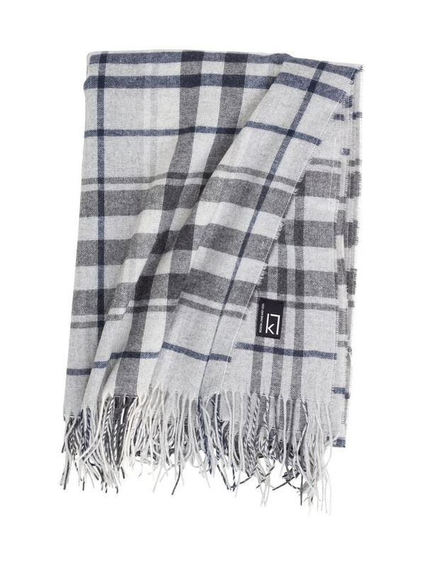 Pläd Tanger Grå Rutig 130x170 cm Kosta Linnewäfveri