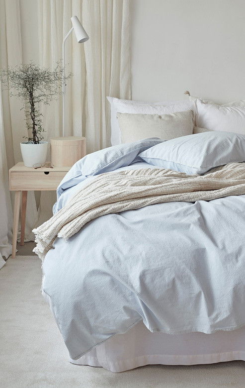Enfärgat Blå Humble Bäddset Enkeltäcke 150x210 Borganäs of Sweden