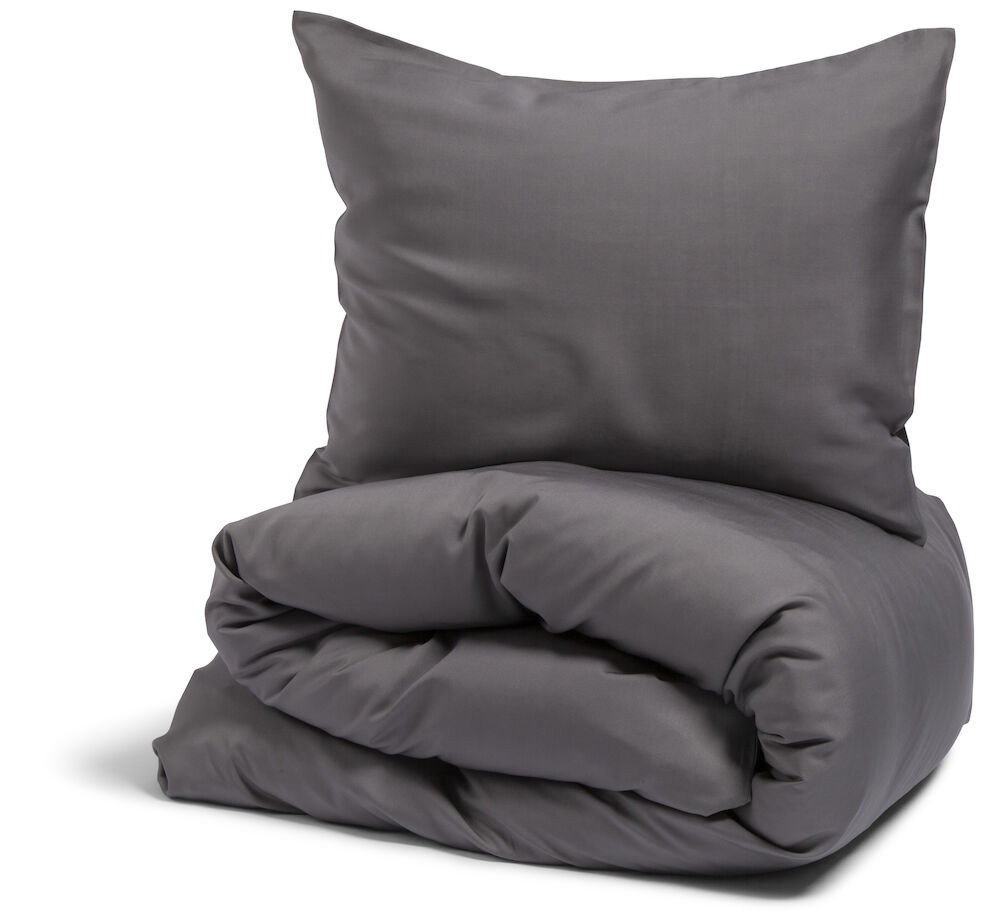 Nottingham Percale Lyocell Mörkgrå Bäddset Enkeltäcke 150x210 Kosta Linnewäfveri