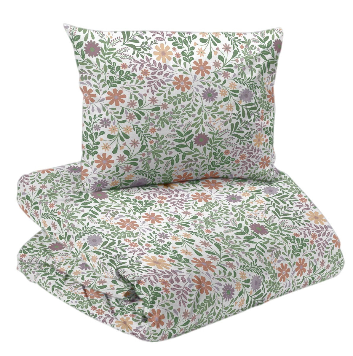 Backa Vit Blommigt Bäddset Enkeltäcke 150x210 Redlunds