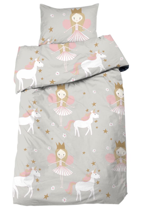 Nellie Prinsessa Grå Barn Bäddset Enkeltäcke 150x210 Redlunds 25125_2