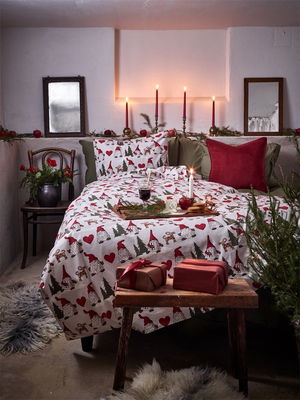 Noel Jul Linne/Röd Bäddset Enkeltäcke 150x210 Redlunds