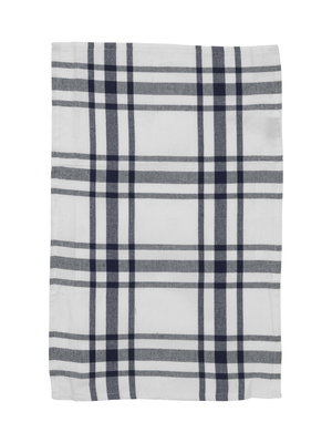 Kökshandduk Rutig Återvunnen Marinblå 40x60 Kosta Linnewäfveri