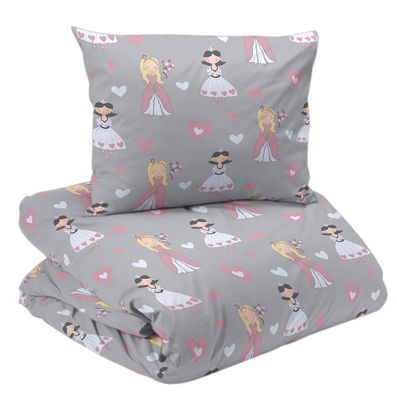 Prinsessa Grå Barn Bäddset Enkeltäcke 150x210 Redlunds