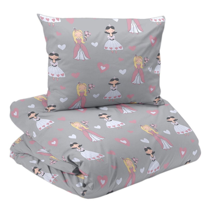 Prinsessa Grå Barn Bäddset Enkeltäcke 150x210 Redlunds