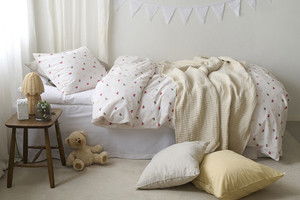 Hjärtrud Beige Bäddset Enkeltäcke 150x210 Borganäs of Sweden