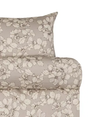 Amelia Beige Blommor Satin Bäddset Enkeltäcke 150x210 Höie