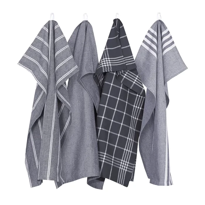 Kökshandduk Mörkgrå/Vit 50x70 4-pack Classic Textile