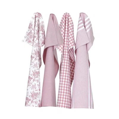 Kökshandduk Linnea Rosa/Vit 50x70 4-pack Classic Textile
