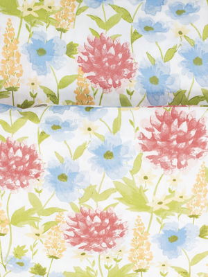 Askum Satin multi Blommor Bäddset Enkeltäcke 150x210 Kosta Linnewäfveri