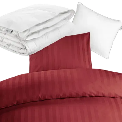Hotellpaket Röd Standard - Täcke, kudde och bäddset