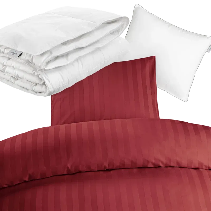 Hotellpaket Röd Standard - Täcke, kudde och bäddset