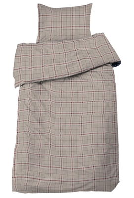 Geilo Röd/Beige Flanell Påslakanset Enkeltäcke