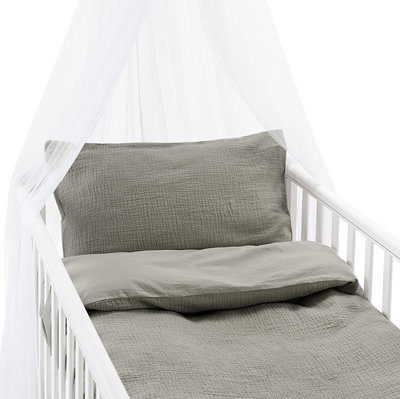 Enfärgat Grå Rolling Bäddset Spjälsäng 100x130  Borganäs of Sweden