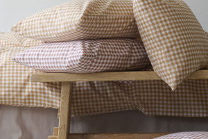 Märta Gul Rutigt Bäddset Enkeltäcke 150x210 Borganäs of Sweden