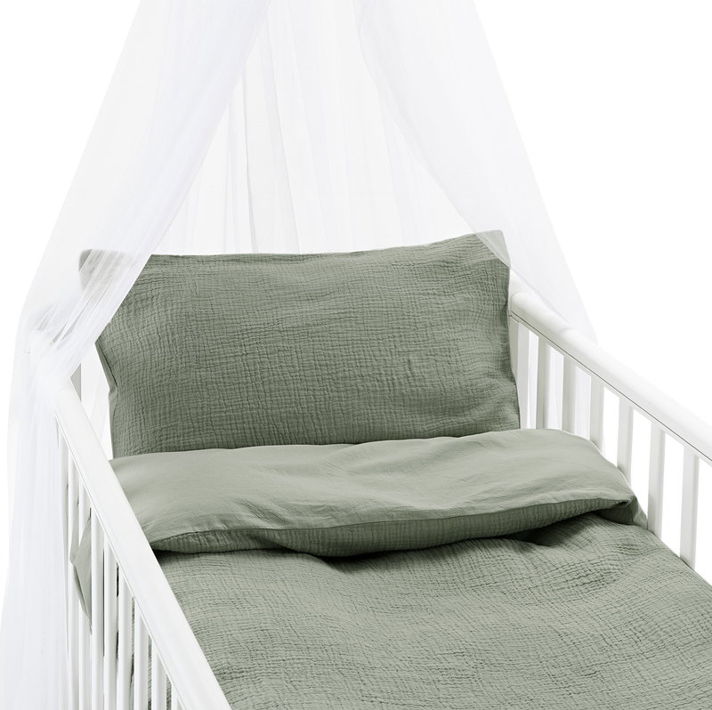 Enfärgat Grön Rolling Bäddset Spjälsäng 100x130  Borganäs of Sweden