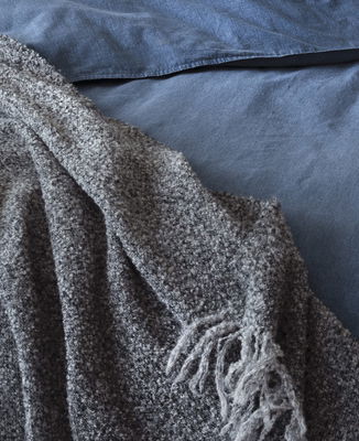 Enfärgat Marin Washed Bäddset Enkeltäcke 150x210 Borganäs of Sweden