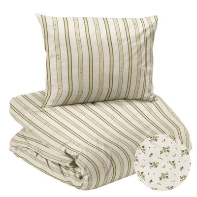 Stina Beige Blommor Bäckebölja Bäddset Enkeltäcke 150x210 Redlunds