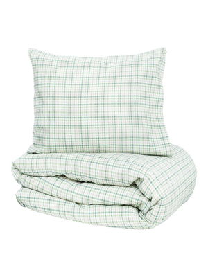 Dalskog Seersucker Grön Rutigt Bäckebölja Bäddset Enkeltäcke 150x210 Kosta Linnewäfveri