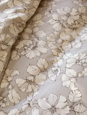 Amelia Beige Blommor Satin Bäddset Enkeltäcke 150x210 Höie