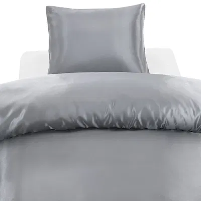 Glamoursatin Silver Bäddset Enkeltäcke 150x210 Harmony