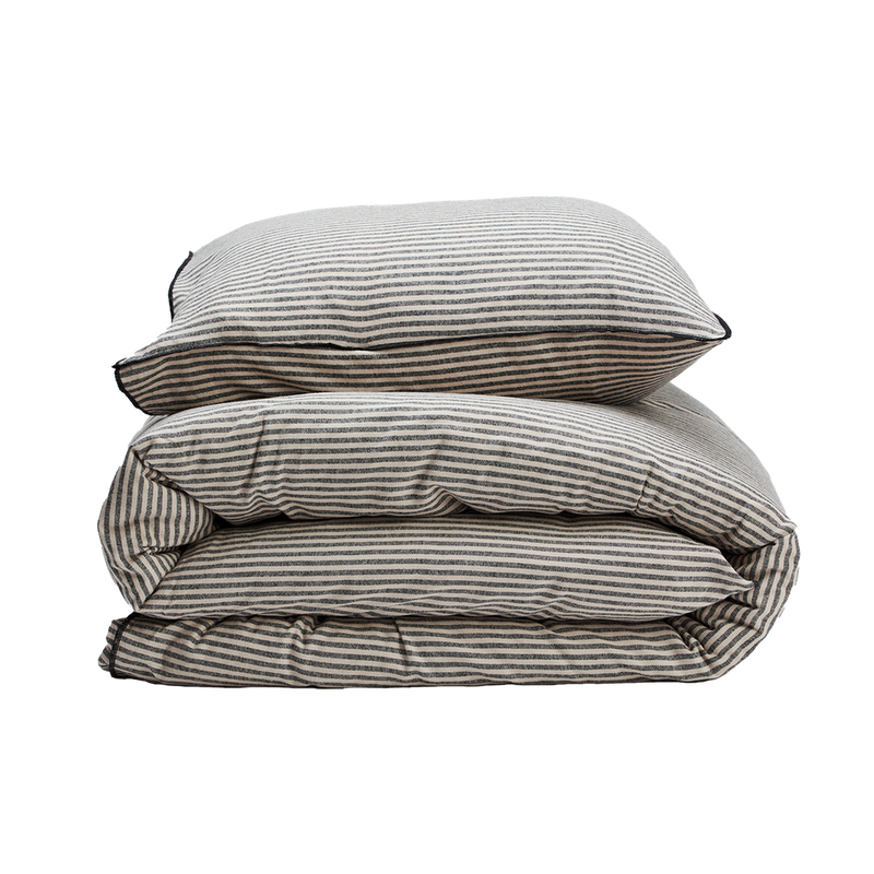 Randigt Flanell Svart Påslakan 150x210 Gripsholm