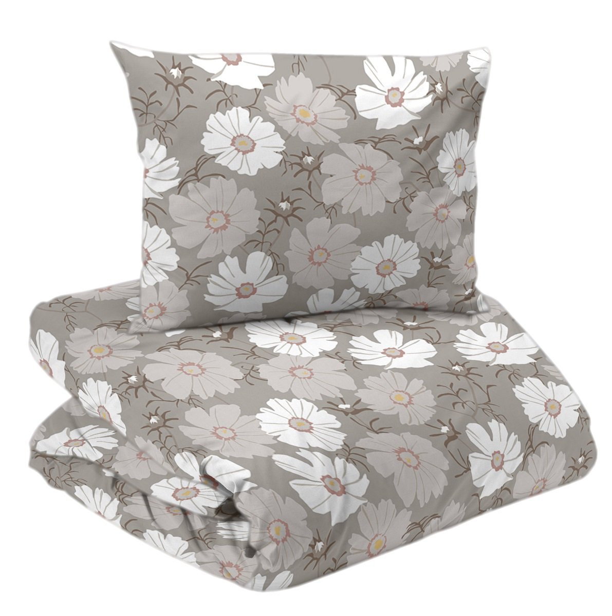 Thea Beige Blommigt Bäddset Enkeltäcke 150x210 Redlunds