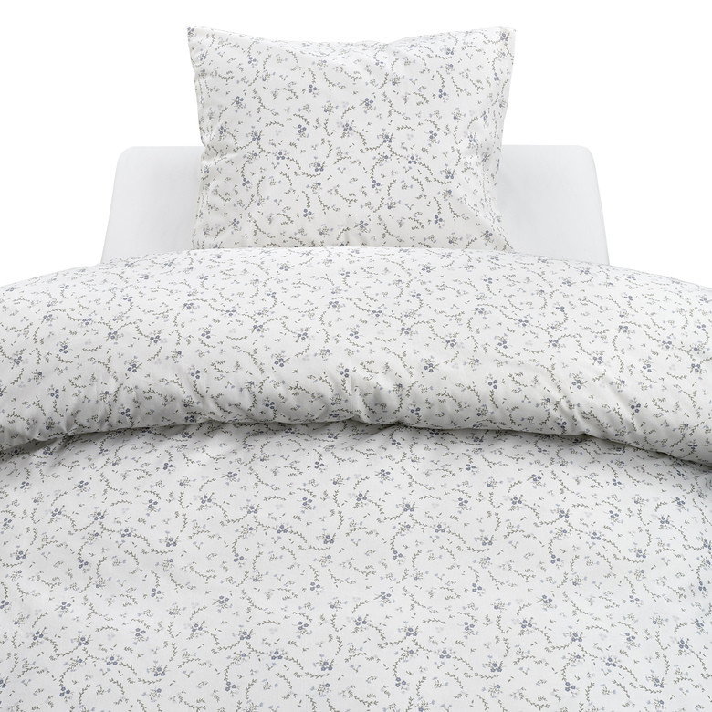 Vilja Blå Blommigt Bäddset Enkeltäcke 150x210 Borganäs of Sweden