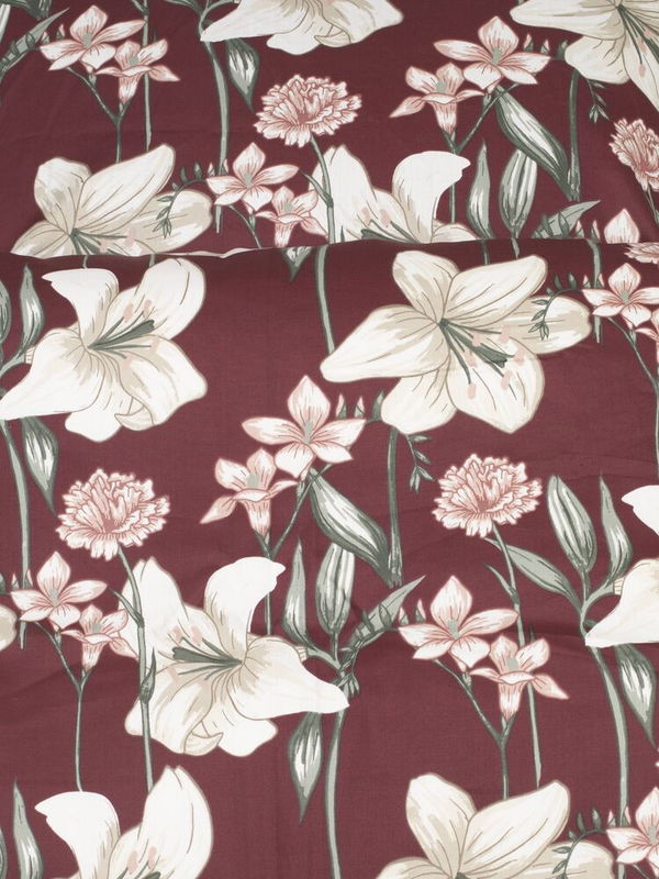 Kyrkosund Vinröd Blommigt Satin Bäddset Enkeltäcke 150x210 Kosta Linnewäfveri Oiww9xKJ2AclOuc1755175355