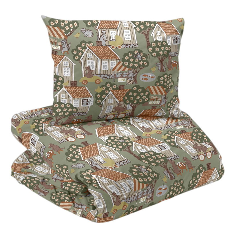 Åsgränd Grön Bäddset Enkeltäcke 150x210 Redlunds