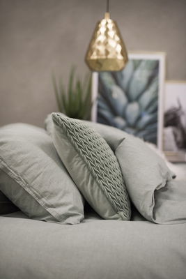 Enfärgat Grön Washed Bäddset Dubbeltäcke 220x210 Borganäs of Sweden