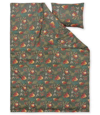 Bratteby Blommigt Satin Bäddset Enkeltäcke 150x210 Kosta Linnewäfveri