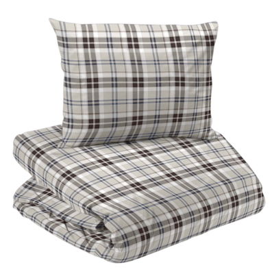 Trysil Blå/Beige Flanell Bäddset Enkeltäcke 150x210 Redlunds