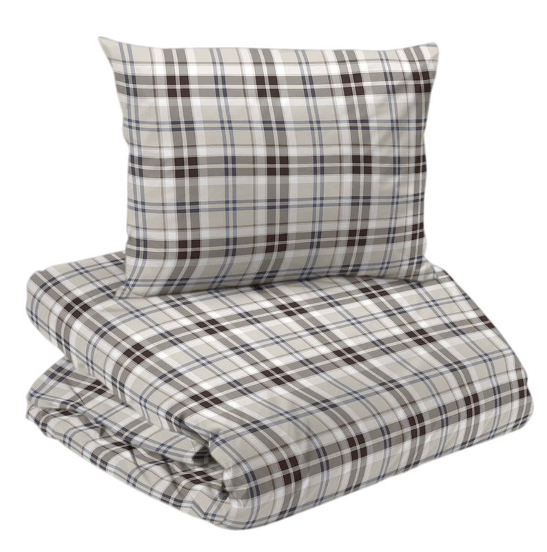 Trysil Blå/Beige Flanell Bäddset Enkeltäcke 150x210 Redlunds