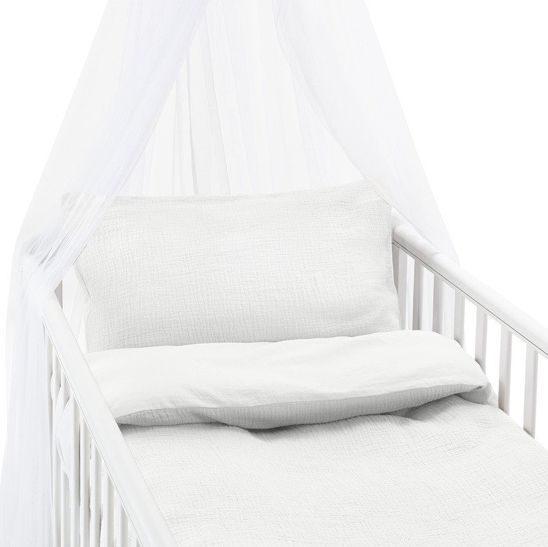 Enfärgat Vit Rolling Bäddset Spjälsäng 100x130  Borganäs of Sweden