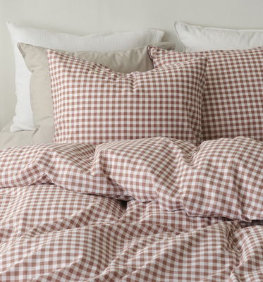 Märta Brun Rutigt Bäddset Enkeltäcke 150x210 Borganäs of Sweden