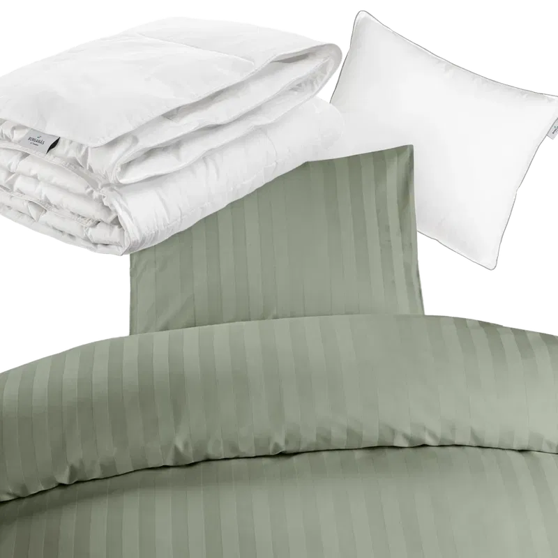 Hotellpaket Grön Standard - Täcke, kudde och bäddset