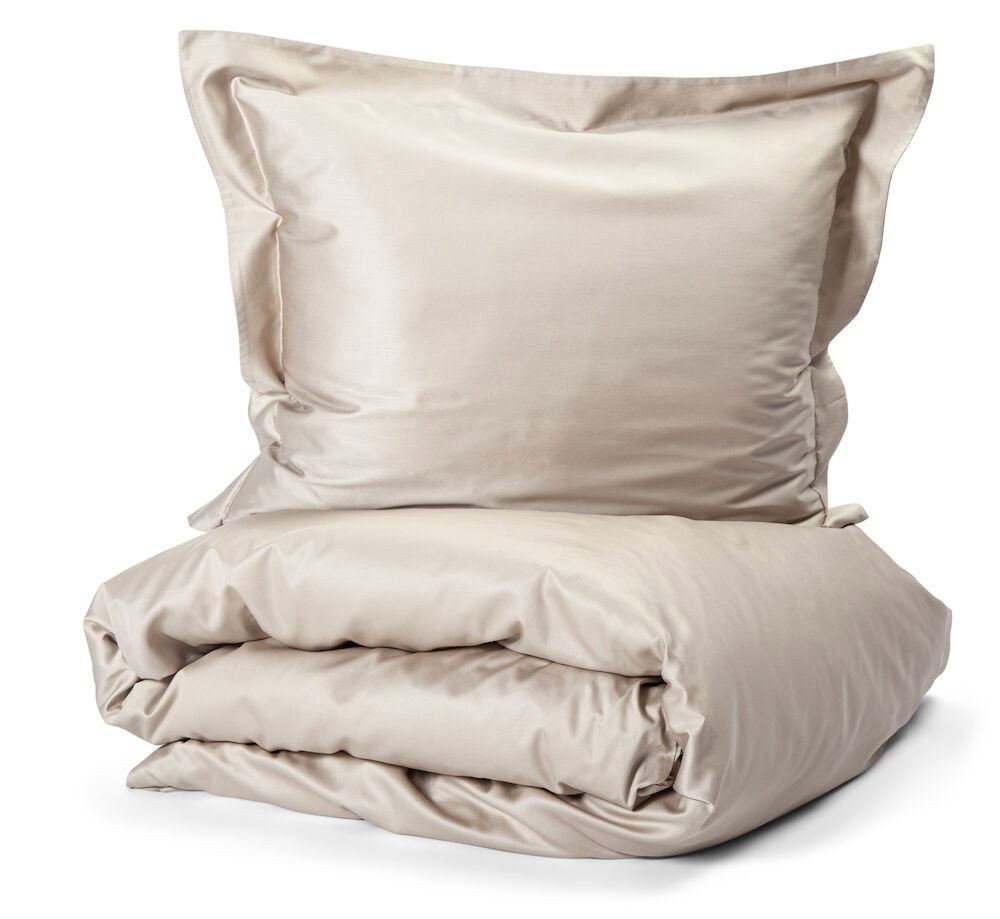 Manchester Satin Sand Bäddset Enkeltäcke 150x210 Kosta Linnewäfveri