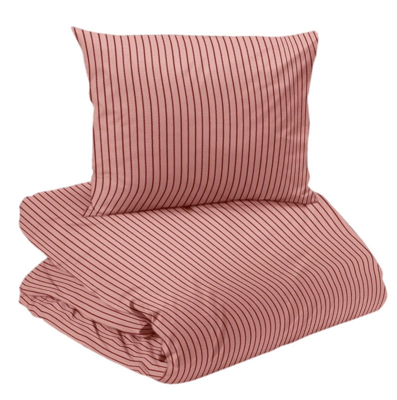 Malte Rosa Randigt Bäddset Enkeltäcke 150x210 Redlunds
