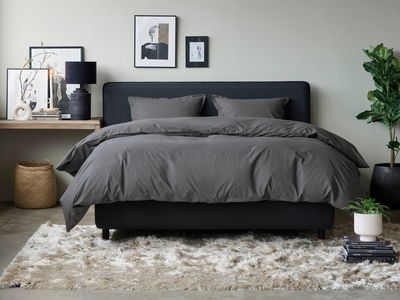 Egyptisk Bomull Percale Påslakan Grå Enkeltäcke 150x210 Tempur